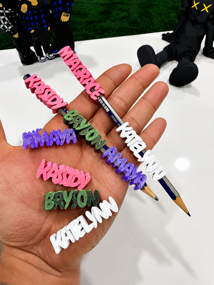 ✨ Personalized 3D Printed Pencil Name Topper (5-pack) – Custom Kids School Pencil Accessory