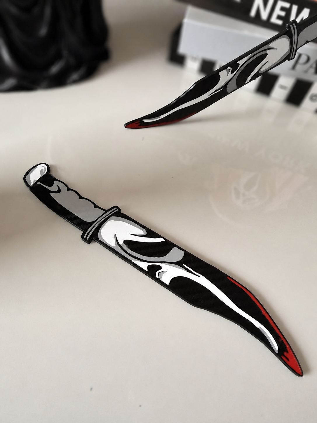 GhostFace decorative prop knife detail with softly blurred background