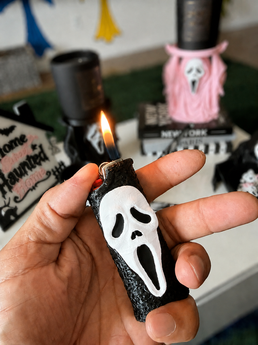 GhostFace lighter sleeve in use with softly blurred background